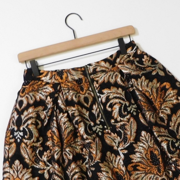 GIANNI BINI Lordice Metallic Brocade Floral Pleated Mini Skirt Festive Party M - Picture 7 of 11